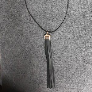 Black leather necklace w/ Black Leather Charm